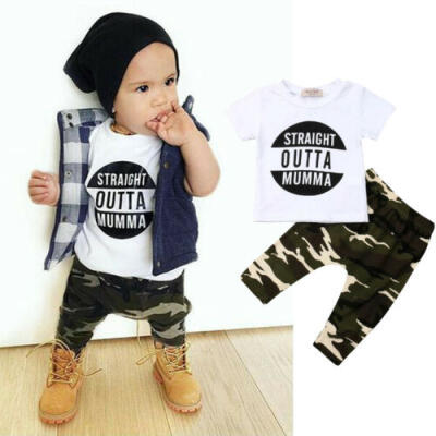 

Infant Newborn Kid Baby Boy T-shirt TopCamouflage Pants Trousers Outfit Clothes