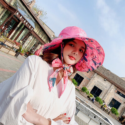 

Hat female summer big edge cover face foldable sun hat Korean spring&autumn outdoor versatile sun proof fisherman hat Japanese