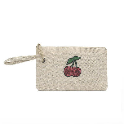 

Cute Wristlet Clutch Beach Women Daily Makeup Bags Straw Zipper Wallet