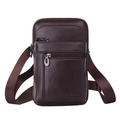 

Genuine Leather Shoulder Bags Small Messenger Bag Men Travel Waist Pack