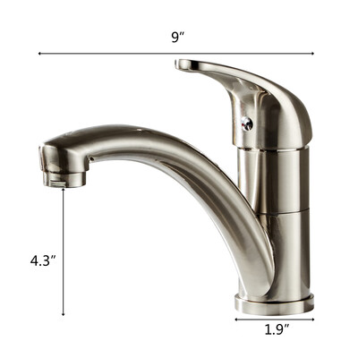 

Kitchen Fixed Faucet Long Mouth Brushed Finish Stainless Steel Pipe Copper Body