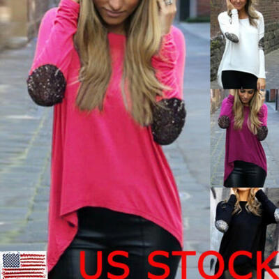 

Womens Autumn Long Sleeve Round Neck Pullover Blouse Tops T Shirt Casual Jumper
