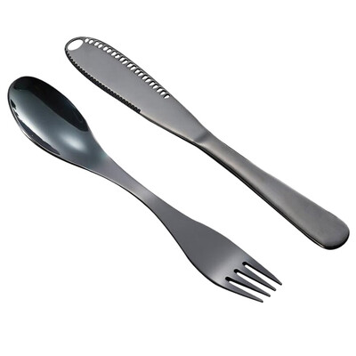 

Gobestart Set Stainless Steel Cutlery Gold Plated Dinnerware Creative function Knife Fork