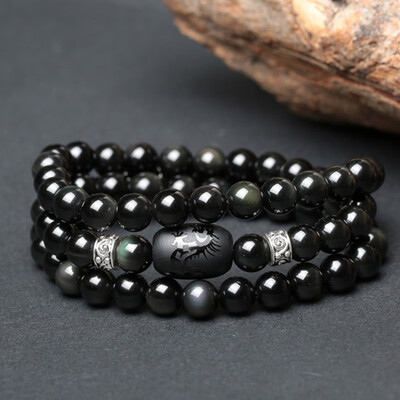 

8Mm Obsidian Stone Beads Bracelet Anti Fatigue Bracelet For Women And Men Weight Loss Bracelet Jewelry