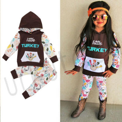 

Newest Infant Baby Girls Clothes Hooded Tops Long Pants Thanksgiving Outfits Set