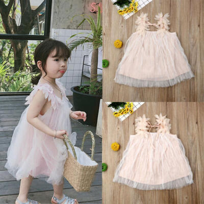 

Summer Toddler Baby Girl Sleeveless Cotton Casual Party Kid Dress Tulle Sundress