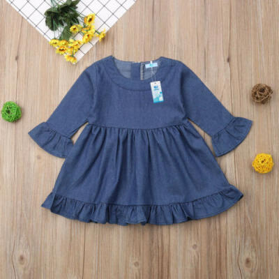 

Princess Baby Kids Girls Toddler Denim Jeans Dress Skirts Clothes Party Dress AU