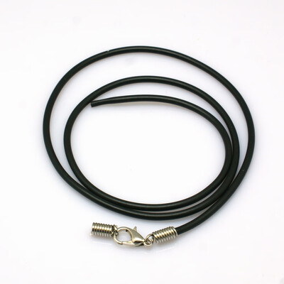 

Black Rubber Necklace Cord Making with Iron Findings Platinum 19" 2mm