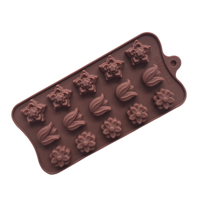 

1 Pcs Bakeware DIY Silicone Ice Cube Flowers Tulips 15Lattices DIY Chocolate Ice Mold Cake Mold