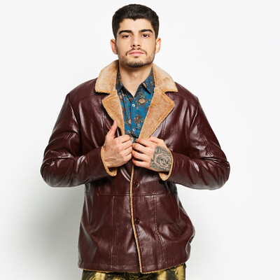 

Gobestart New Style For Men In Autumn Winter Casual Plain Turtleneck Leather Warmth Coat