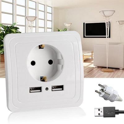 

5V 2A Dual Wall Socket EU Ports Charger Kitchen Plug Sockets with USB