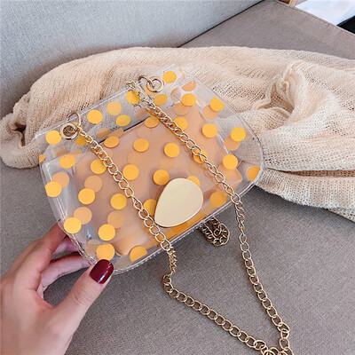 

2019 summer super fire small bag Korean version of the transparent jelly single shoulder mother bag wave point fashion chain Messenger bag tide