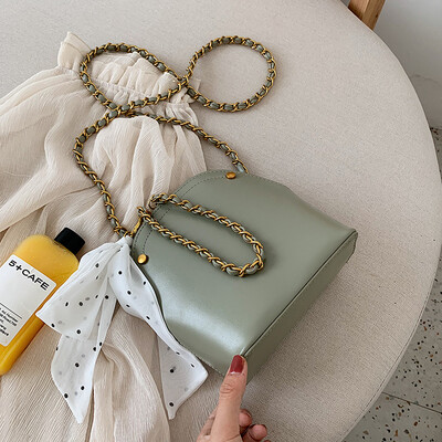 

Summer silk scarf bag female bag 2019 new Korean version of the wild single shoulder slung fashion bow chain shell bag