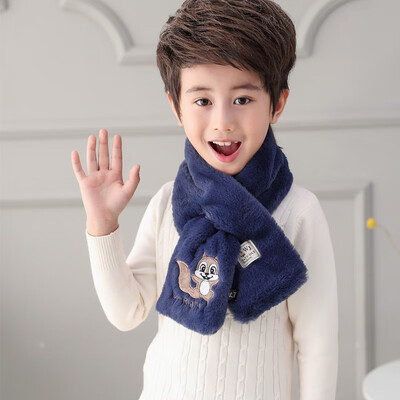 

2018 autumn&winter new Korean childrens cartoon embroidery three-dimensional plush scarf baby solid color warm scarf