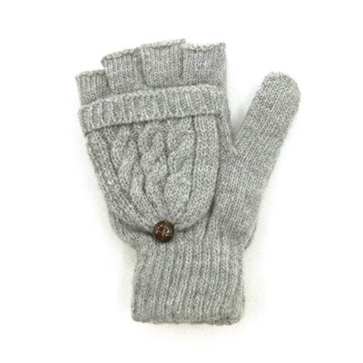 

Winter Braided Knitted Half Finger Flip Fingerless Convertible Mittens Gloves