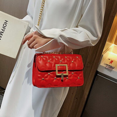 

Ins super fire bag female 2019 new Korean version of the fashion Western style texture wild chain shoulder slung small square bag