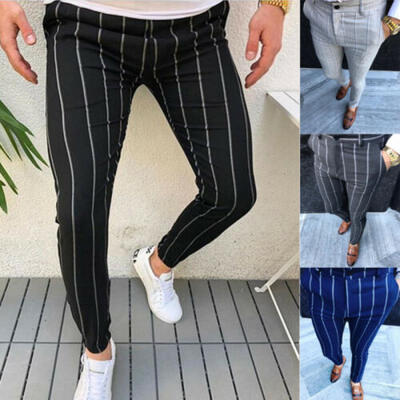 

US STOCK Fashion Mens Slim Fit Trousers Fomal Business Skinny Pencil Pants HOT