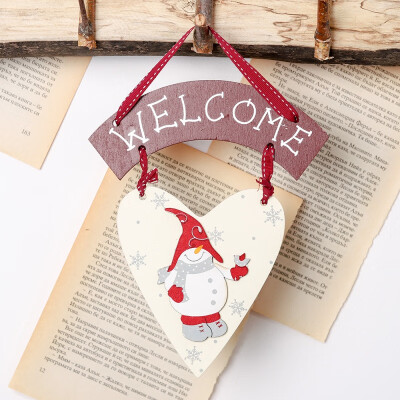 

Christmas Wooden Hanging Welcome Sign With Heart Shape Pendant For Xmas Tree Home Wall Door Window Decor 22 x 15cm