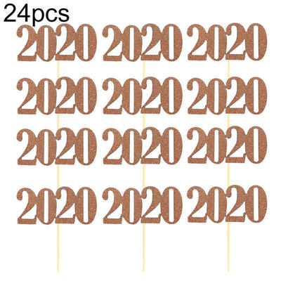 

24Pcs 2020 Number Birthday Cake Topper Dessert Flag Decor Party Baking Supplies