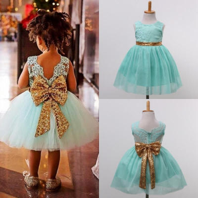 

Flower Girl Princess Sequins Dress Toddler Wedding Fancy Party Tutu Dresses 2-7T