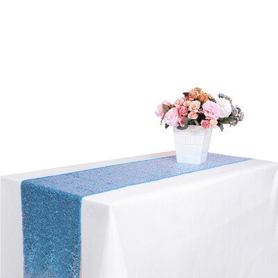 

Gobestart New Sequin Satin Table Runner 30x180cm Glitter Wedding Party Banquet Venue Decor