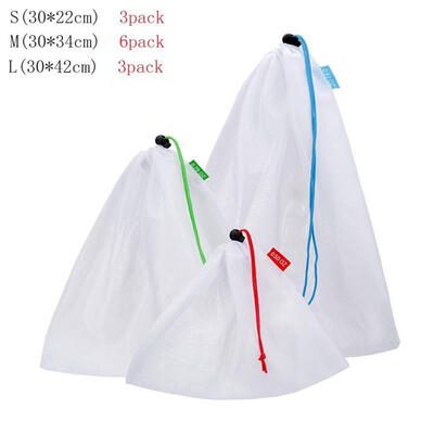 

Eco-friendly Cotton Mesh Produce Bags Grocery Fruit Storage Shopping String Bag