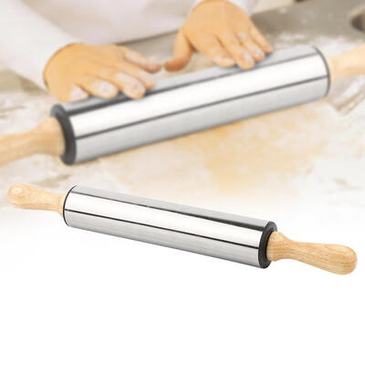 

Greensen 1Pc Stainless Steel Non Stick Rolling Pin Bread Cookie Dough Roller Stainless Rolling PinRolling Pin