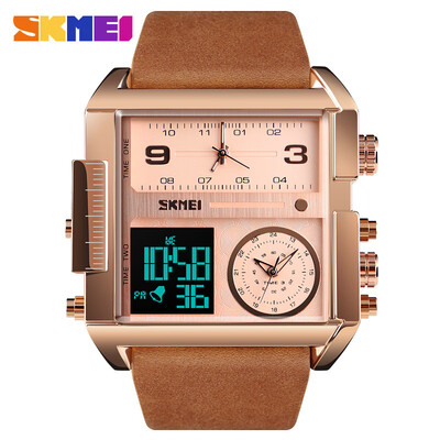 

SKMEI New Men Fashion Watches Sports Military Watches Leather Quartz Waterproof Digital Wristwatches Male Clock 1391