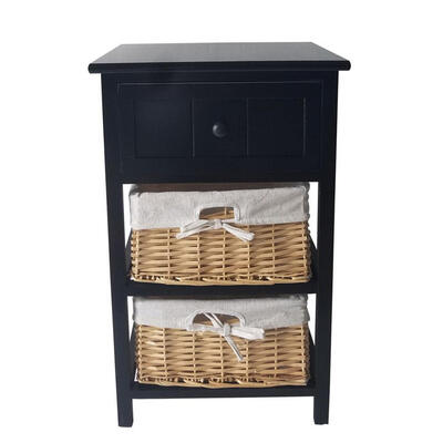 

Retro Nightstand Bedside Table 3 Layers Storage End Table With Drawer Bedroom Furniture Black