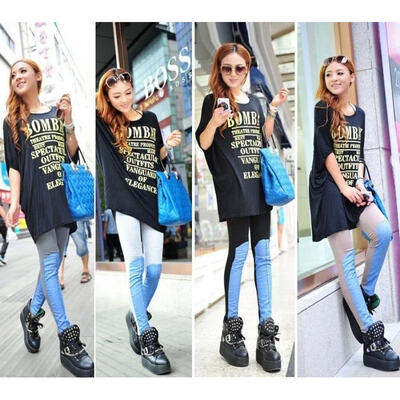 

New Fashion Womens Lady Girl Sexy Stretch Splicing Tights Legging Pants Colors