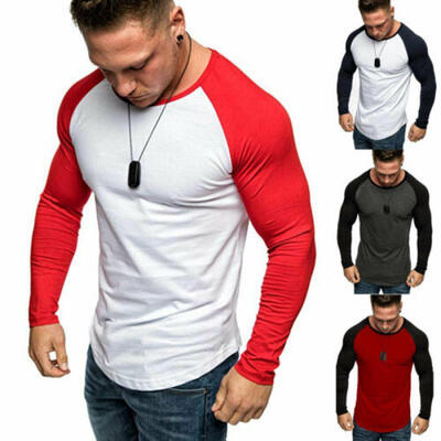 

Mens Casual O Neck Long Sleeve Gym Slim Fit Muscle Tee Tops T-shirt Blouse