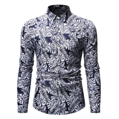 

Tailored Mens Fashion Hawaiian Style Leisure Printing Long-sleeved Shirt Tops Blouse