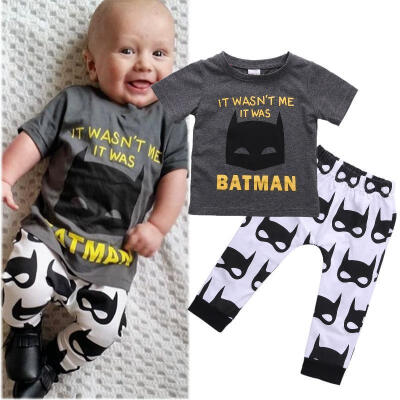 

Hot Batman Newborn Baby Boys Short Sleeve T-shirt Tops Pants Outfits Clothes Set