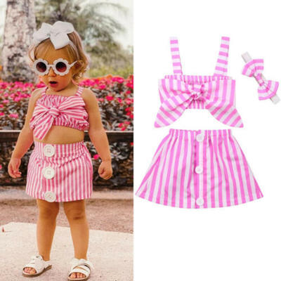 

CA Newborn Infant Baby Girl Dress Clothes Ruffle Tops Skirt Outfits 3Pcs Set