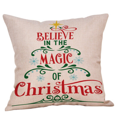 

Tailored Merry Christmas Pillow Cases Cotton Linen Sofa Cushion Cover Home Decor