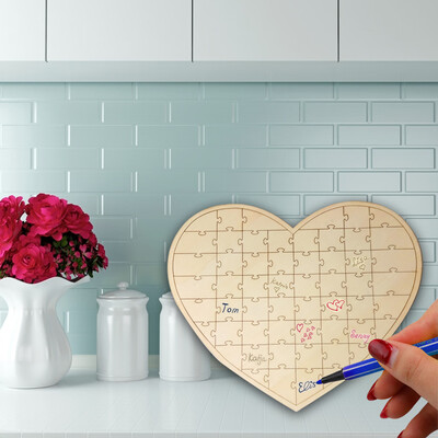 

Gobestart Personalised Wedding Guest Book Jigsaw Puzzle Alternative Heart Shape