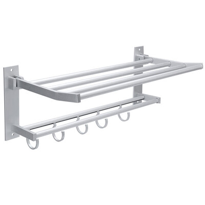 

Double Layer Wall Mounted Bathroom Bath Towel Holder Storage Rack Shelf Hooks