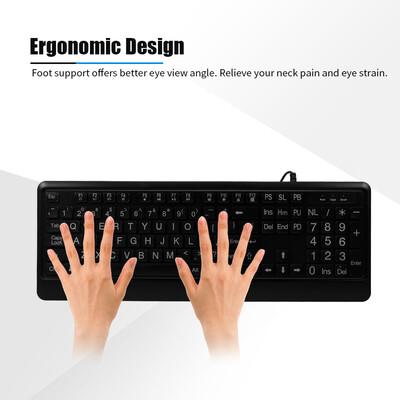 

Wired Large Print Keyboard White Bold Jumbo Letters Silent Backlit Keyboard with Oversized Characters 104 Keys for The Elder&P