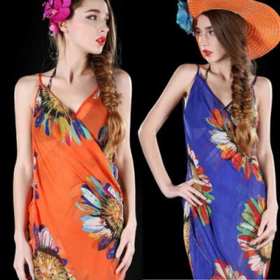 

Fashion Women Summer Swimsuit Floral Bikini Cover Up Beach Dress Sarong Wrap Pareo Swimwear Bathing Suit