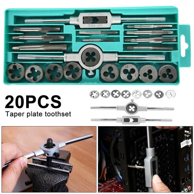 

20PCS Metric Tap Wrench&Die Pro Set M3-M12 Nut Bolt Alloy Metal Hand Tools With Plastic Storage Case