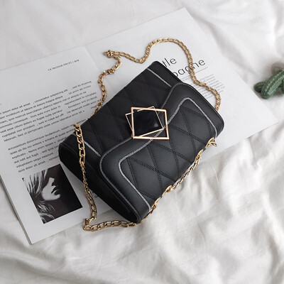 

2019 new wave Korean version of the temperament wild rhombic chain bag female fashion simple atmosphere solid color shoulder Messenger bag