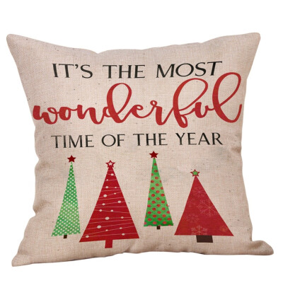 

Siaonvr Merry Christmas Pillow Cases Cotton Linen Sofa Cushion Cover Home Decor