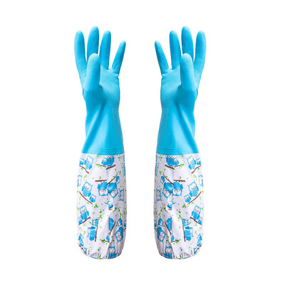 

〖Follure〗Waterproof Rubber Latex Flannel Washbowl Gloves Kitchen Household Cleaning Glove