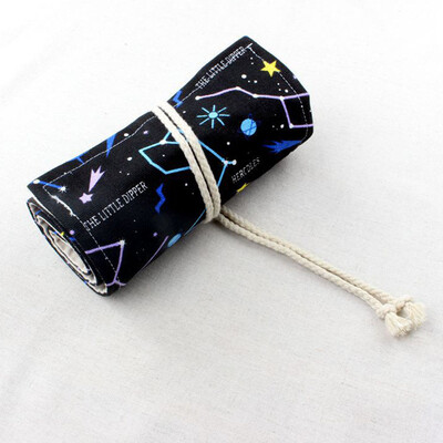 

Portable Holes Pencil Case Canvas Roll Pencil Pouch Sketch Pen Bag
