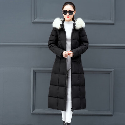 

Toponeto Women Outerwear Faux Fur Hooded Coat Long Cotton-padded Jacket Pocket Coat