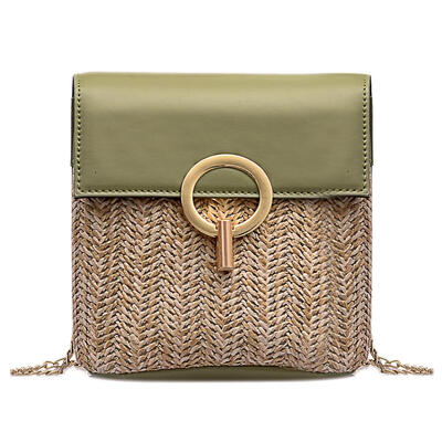 

Straw Woven Shoulder Small Messenger Handbags Women Chain Crossbody Tote