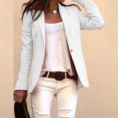 

2019 Women Casual Lapel Neck Coat Jacket Slim Thin Blazer Long Sleeve Outwear