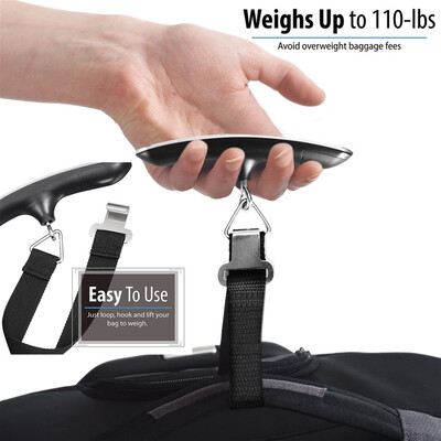 

〖Follure〗Portable Travel 110lb 50kg LCD Digital Hanging Luggage Scale Electronic Weight