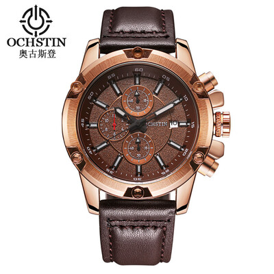 

OCHSTIN Augustus multi-function popular quartz watch business casual leather mens sports waterproof watch