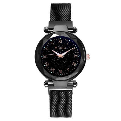 

Women Rose Gold Mesh Magnet Buckle Starry Watch Casual Luxury Women Geometric Surface Quartz Watches Relogio Feminino50